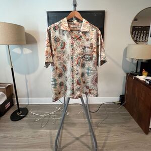 SHADES OF GREY BY MICAH COHEN - Print Camp Collar SS Shirt - Tan, Multi